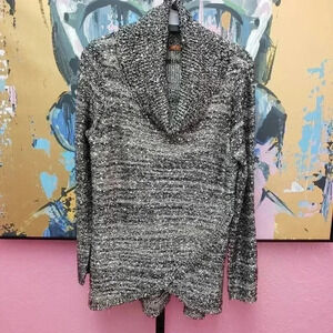 Belldini Cowl Neck Black, White and Gray Heathered Sweater
